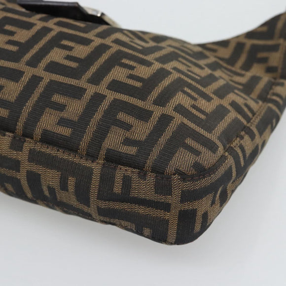 FENDI Zucca Canvas Mamma Baguette Shoulder Bag Brown Black Auth 195956V