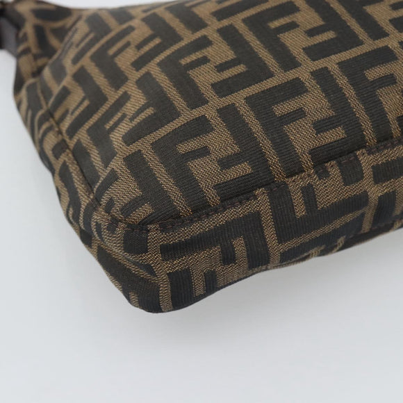 FENDI Zucca Canvas Mamma Baguette Shoulder Bag Brown Black Auth 195956V