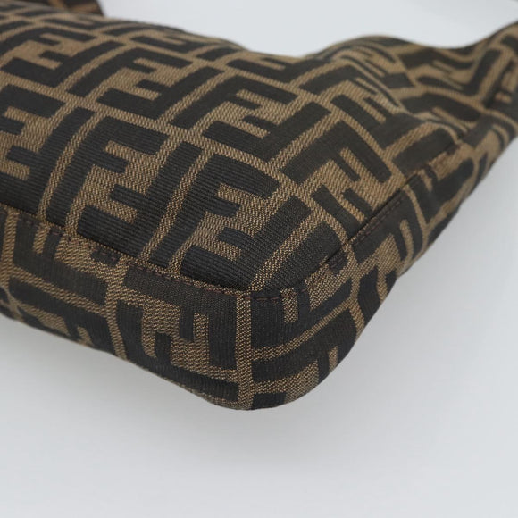 FENDI Zucca Canvas Mamma Baguette Shoulder Bag Brown Black Auth 195956V