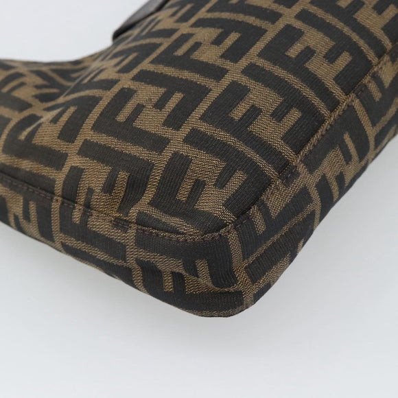 FENDI Zucca Canvas Mamma Baguette Shoulder Bag Brown Black Auth 195956V