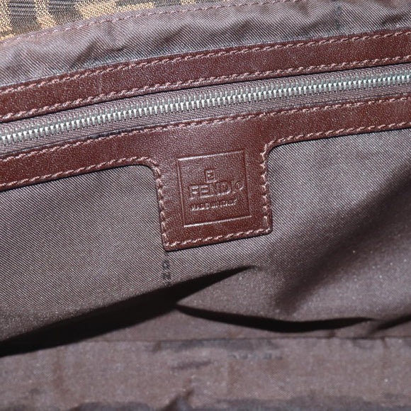 FENDI Zucca Canvas Mamma Baguette Shoulder Bag Brown Black Auth 195956V