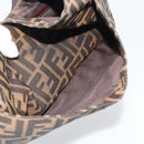 FENDI Zucca Canvas Mamma Baguette Shoulder Bag Brown Black Auth 195956V-21