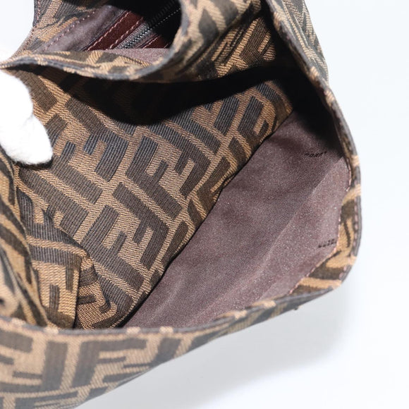FENDI Zucca Canvas Mamma Baguette Shoulder Bag Brown Black Auth 195956V