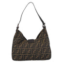 FENDI Zucca Canvas Mamma Baguette Shoulder Bag Brown Black Auth 195956V-3