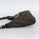 FENDI Zucca Canvas Mamma Baguette Shoulder Bag Brown Black Auth 195956V-4