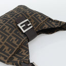 FENDI Zucca Canvas Mamma Baguette Shoulder Bag Brown Black Auth 195956V-6