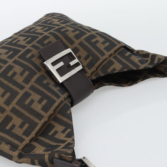 FENDI Zucca Canvas Mamma Baguette Shoulder Bag Brown Black Auth 195956V