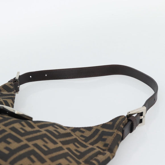 FENDI Zucca Canvas Mamma Baguette Shoulder Bag Brown Black Auth 195956V