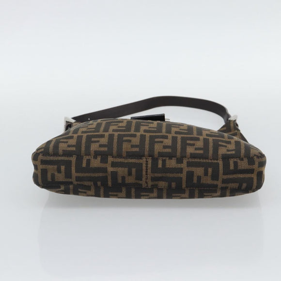 FENDI Zucca Canvas Mamma Baguette Shoulder Bag Brown Black Auth 195956V