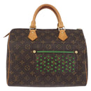 LOUIS VUITTON Monogram Perfo Speedy 30 Hand Bag Green M95181 LV Auth 195957V-13