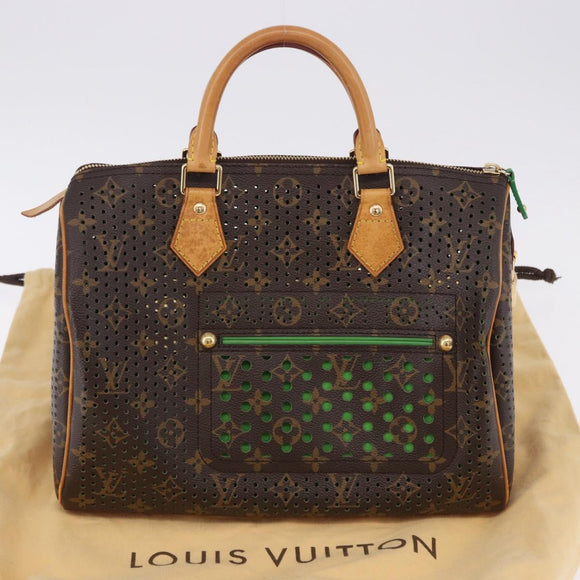 LOUIS VUITTON Monogram Perfo Speedy 30 Hand Bag Green M95181 LV Auth 195957V