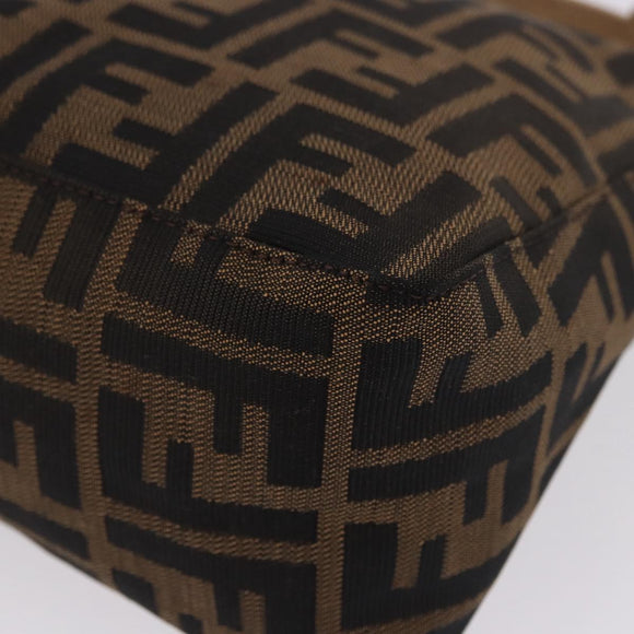 FENDI Zucca Canvas Hand Bag Black Brown Auth 195959V