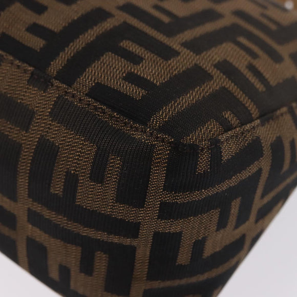 FENDI Zucca Canvas Hand Bag Black Brown Auth 195959V