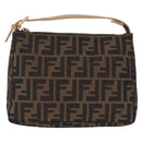 FENDI Zucca Canvas Hand Bag Black Brown Auth 195959V-2