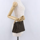FENDI Zucca Canvas Hand Bag Black Brown Auth 195959V-21