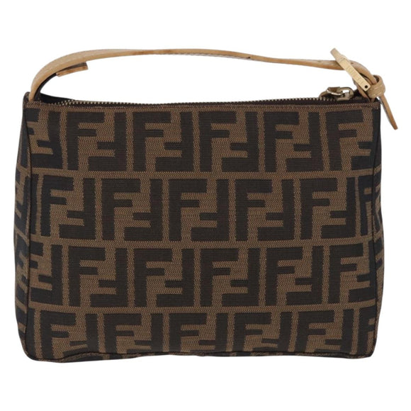FENDI Zucca Canvas Hand Bag Black Brown Auth 195959V