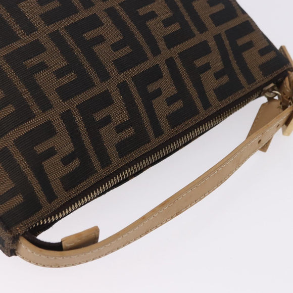 FENDI Zucca Canvas Hand Bag Black Brown Auth 195959V