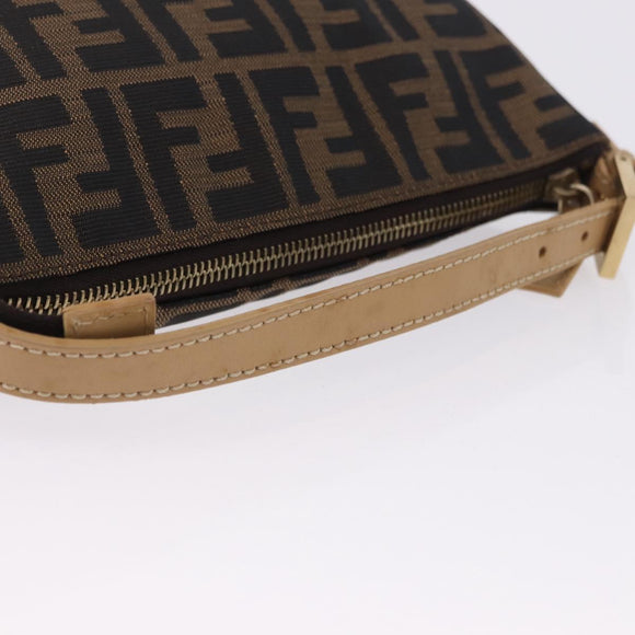 FENDI Zucca Canvas Hand Bag Black Brown Auth 195959V