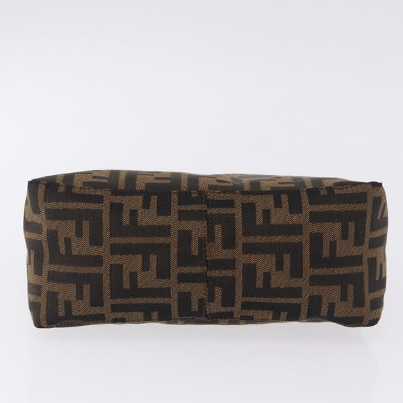 FENDI Zucca Canvas Hand Bag Black Brown Auth 195959V