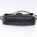 CHANEL Matelasse Chain Shoulder Bag Lamb Skin Black Silver CC Auth 195960A-10