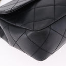 CHANEL Matelasse Chain Shoulder Bag Lamb Skin Black Silver CC Auth 195960A-11
