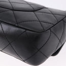 CHANEL Matelasse Chain Shoulder Bag Lamb Skin Black Silver CC Auth 195960A-14