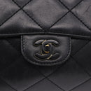 CHANEL Matelasse Chain Shoulder Bag Lamb Skin Black Silver CC Auth 195960A-15