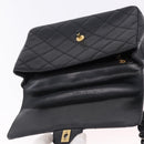 CHANEL Matelasse Chain Shoulder Bag Lamb Skin Black Silver CC Auth 195960A-16