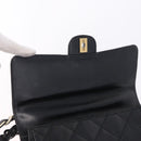 CHANEL Matelasse Chain Shoulder Bag Lamb Skin Black Silver CC Auth 195960A-17