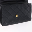 CHANEL Matelasse Chain Shoulder Bag Lamb Skin Black Silver CC Auth 195960A-18