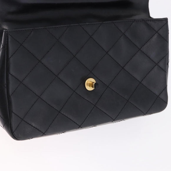 CHANEL Matelasse Chain Shoulder Bag Lamb Skin Black Silver CC Auth 195960A
