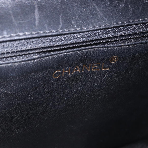 CHANEL Matelasse Chain Shoulder Bag Lamb Skin Black Silver CC Auth 195960A