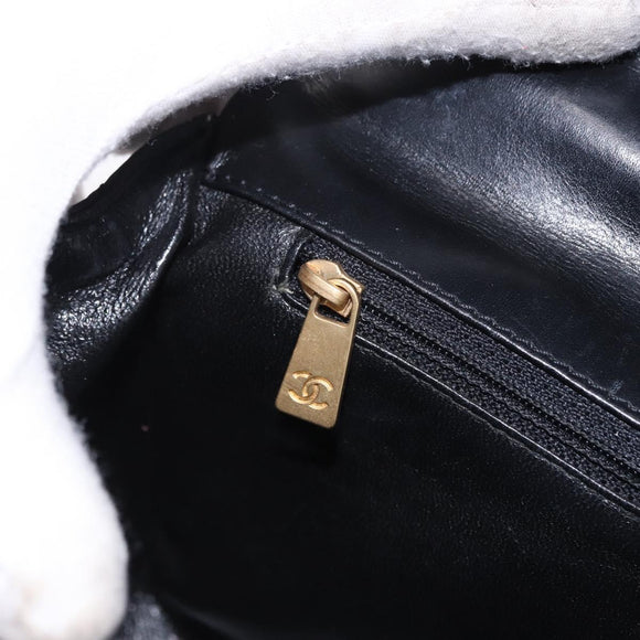 CHANEL Matelasse Chain Shoulder Bag Lamb Skin Black Silver CC Auth 195960A