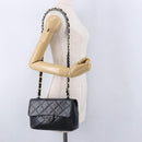 CHANEL Matelasse Chain Shoulder Bag Lamb Skin Black Silver CC Auth 195960A-27