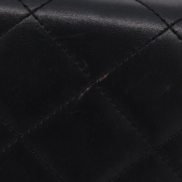 CHANEL Matelasse Chain Shoulder Bag Lamb Skin Black Silver CC Auth 195960A