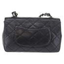 CHANEL Matelasse Chain Shoulder Bag Lamb Skin Black Silver CC Auth 195960A-4
