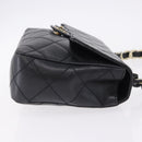 CHANEL Matelasse Chain Shoulder Bag Lamb Skin Black Silver CC Auth 195960A-5