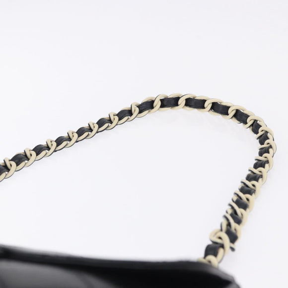 CHANEL Matelasse Chain Shoulder Bag Lamb Skin Black Silver CC Auth 195960A