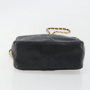 CHANEL Matelasse Chain Shoulder Bag Lamb Skin Gold Black CC Auth 195961V-5