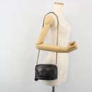 CHANEL Matelasse Chain Shoulder Bag Lamb Skin Gold Black CC Auth 195961V-24