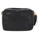 CHANEL Matelasse Chain Shoulder Bag Lamb Skin Gold Black CC Auth 195961V-2