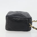CHANEL Matelasse Chain Shoulder Bag Lamb Skin Gold Black CC Auth 195961V-3