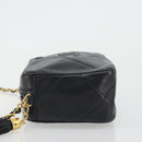 CHANEL Matelasse Chain Shoulder Bag Lamb Skin Gold Black CC Auth 195961V-4