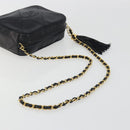 CHANEL Matelasse Chain Shoulder Bag Lamb Skin Gold Black CC Auth 195961V-7