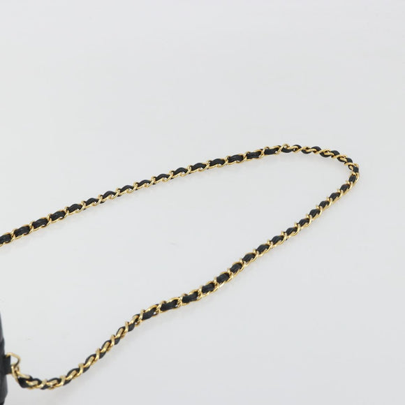 CHANEL Matelasse Chain Shoulder Bag Lamb Skin Gold Black CC Auth 195961V