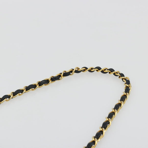 CHANEL Matelasse Chain Shoulder Bag Lamb Skin Gold Black CC Auth 195961V