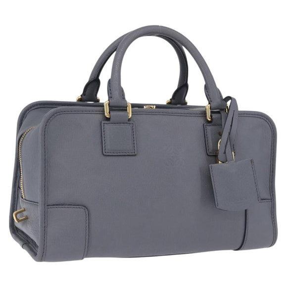 LOEWE Amazona 28 Hand Bag Leather Gray Gold Auth 195962M