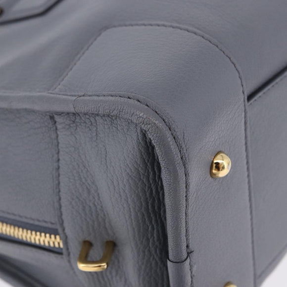 LOEWE Amazona 28 Hand Bag Leather Gray Gold Auth 195962M