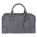 LOEWE Amazona 28 Hand Bag Leather Gray Gold Auth 195962M-13