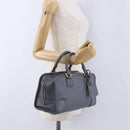 LOEWE Amazona 28 Hand Bag Leather Gray Gold Auth 195962M-26